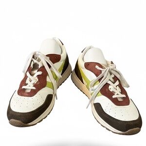 Gola Saturn Quadrant Sneakers 7.5 Burgundy Mustard White Retro Vintage Indie